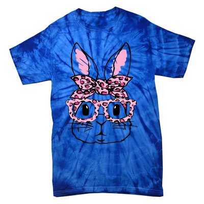 Funny Bunny Face Pink Leopard Glasses Happy Easter Day Great Gift Tie-Dye T-Shirt