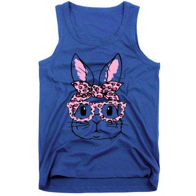 Funny Bunny Face Pink Leopard Glasses Happy Easter Day Great Gift Tank Top