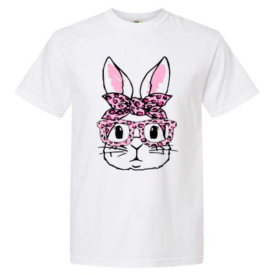 Funny Bunny Face Pink Leopard Glasses Happy Easter Day Great Gift Garment-Dyed Heavyweight T-Shirt