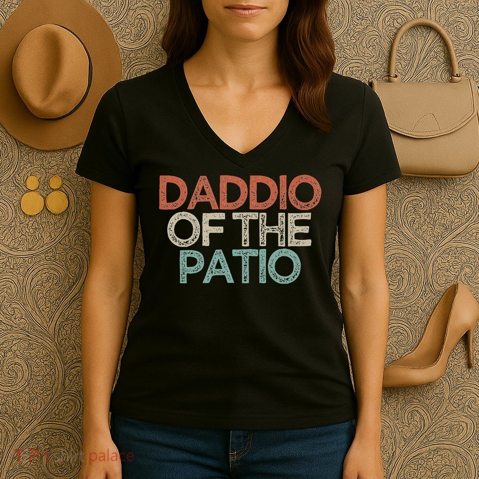 Funny Best Friend Gift Daddio Of The Patio Women's V-Neck T-Shirt
