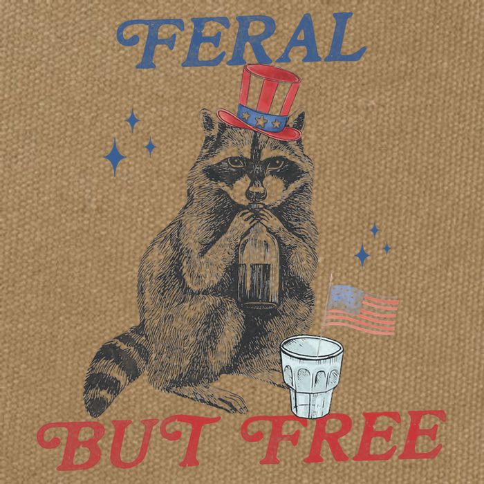 Feral But Free Funny Racoon 4th Of July Cotton Canvas Backpack