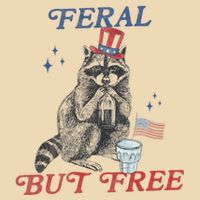 Feral But Free Funny Racoon 4th Of July Drawstring Bag