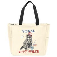 Feral But Free Funny Racoon 4th Of July Zip Tote Bag