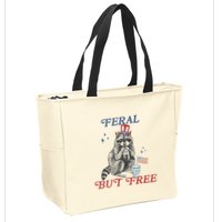 Feral But Free Funny Racoon 4th Of July Zip Tote Bag