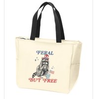 Feral But Free Funny Racoon 4th Of July Zip Tote Bag