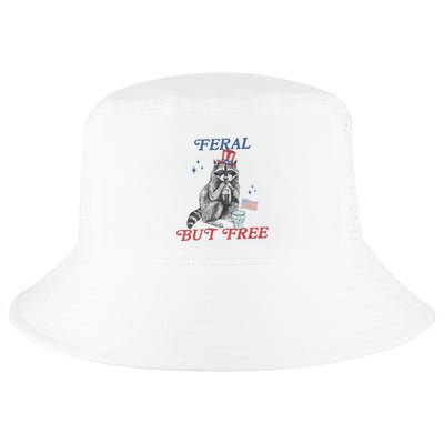 Feral But Free Funny Racoon 4th Of July Cool Comfort Performance Bucket Hat