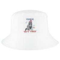 Feral But Free Funny Racoon 4th Of July Cool Comfort Performance Bucket Hat
