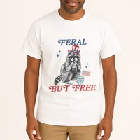 Feral But Free Funny Racoon 4th Of July Tall T-Shirt