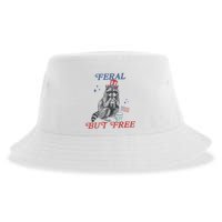 Feral But Free Funny Racoon 4th Of July Sustainable Bucket Hat
