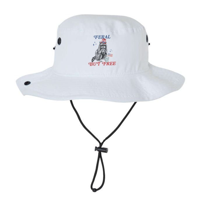 Feral But Free Funny Racoon 4th Of July Bucket Hat