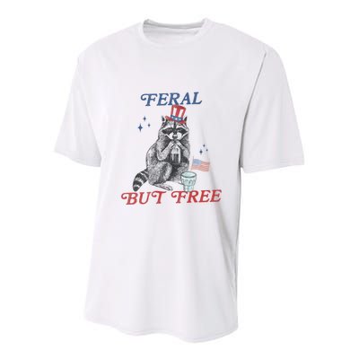 Feral But Free Funny Racoon 4th Of July Youth Performance Sprint T-Shirt
