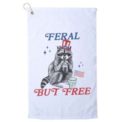 Feral But Free Funny Racoon 4th Of July Golf Towel