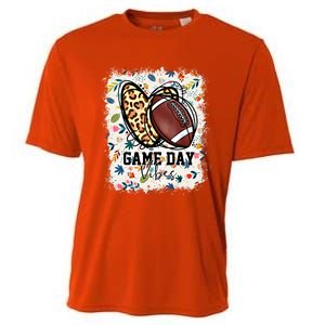 Floral Bleached Football Game Day Vibes Football Mom Gift Cooling Performance Crew T-Shirt