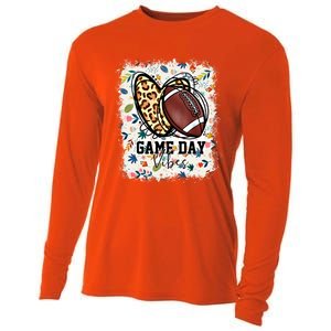 Floral Bleached Football Game Day Vibes Football Mom Gift Cooling Performance Long Sleeve Crew