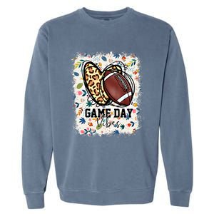 Floral Bleached Football Game Day Vibes Football Mom Gift Garment-Dyed Sweatshirt