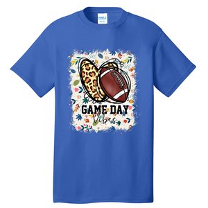 Floral Bleached Football Game Day Vibes Football Mom Gift Tall T-Shirt