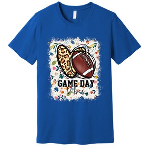 Floral Bleached Football Game Day Vibes Football Mom Gift Premium T-Shirt