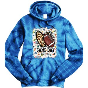 Floral Bleached Football Game Day Vibes Football Mom Gift Tie Dye Hoodie