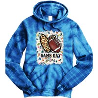 Floral Bleached Football Game Day Vibes Football Mom Gift Tie Dye Hoodie