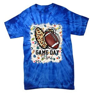 Floral Bleached Football Game Day Vibes Football Mom Gift Tie-Dye T-Shirt