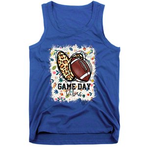 Floral Bleached Football Game Day Vibes Football Mom Gift Tank Top