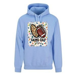 Floral Bleached Football Game Day Vibes Football Mom Gift Unisex Surf Hoodie