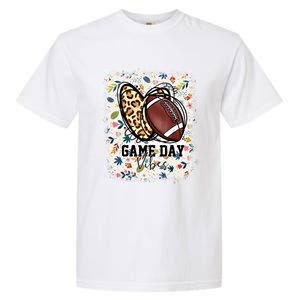 Floral Bleached Football Game Day Vibes Football Mom Gift Garment-Dyed Heavyweight T-Shirt