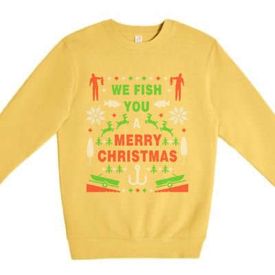 Funny Bass Fishing Ugly Christmas Sweater Party Funny Gift Premium Crewneck Sweatshirt