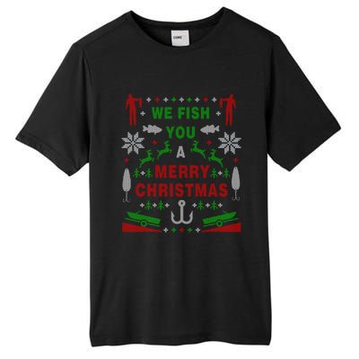 Funny Bass Fishing Ugly Christmas Sweater Party Funny Gift Tall Fusion ChromaSoft Performance T-Shirt