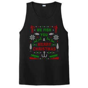 Funny Bass Fishing Ugly Christmas Sweater Party Funny Gift PosiCharge Competitor Tank