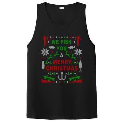 Funny Bass Fishing Ugly Christmas Sweater Party Funny Gift PosiCharge Competitor Tank