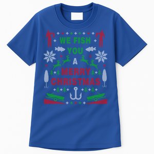 Funny Bass Fishing Ugly Christmas Sweater Party Funny Gift Tall T-Shirt