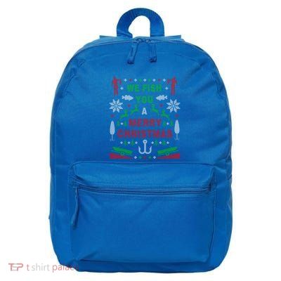 Funny Bass Fishing Ugly Christmas Sweater Party Funny Gift 16 in Basic Backpack