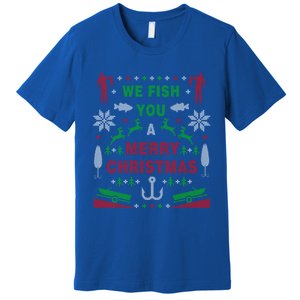 Funny Bass Fishing Ugly Christmas Sweater Party Funny Gift Premium T-Shirt