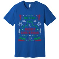 Funny Bass Fishing Ugly Christmas Sweater Party Funny Gift Premium T-Shirt