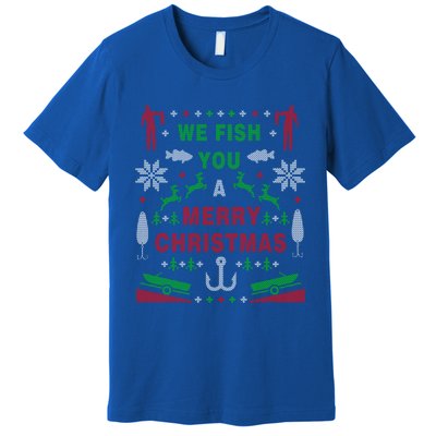 Funny Bass Fishing Ugly Christmas Sweater Party Funny Gift Premium T-Shirt