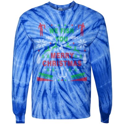 Funny Bass Fishing Ugly Christmas Sweater Party Funny Gift Tie-Dye Long Sleeve Shirt