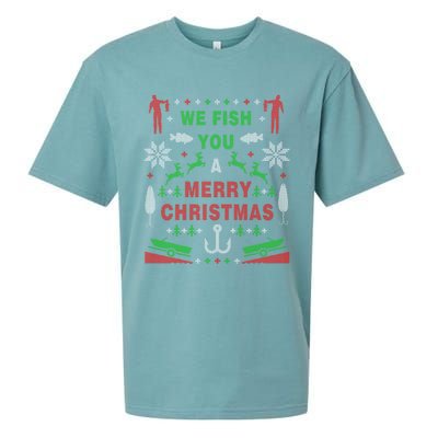 Funny Bass Fishing Ugly Christmas Sweater Party Funny Gift Sueded Cloud Jersey T-Shirt