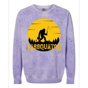 Funny Bassquatch Fishing Colorblast Crewneck Sweatshirt