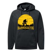 Funny Bassquatch Fishing Performance Fleece Hoodie