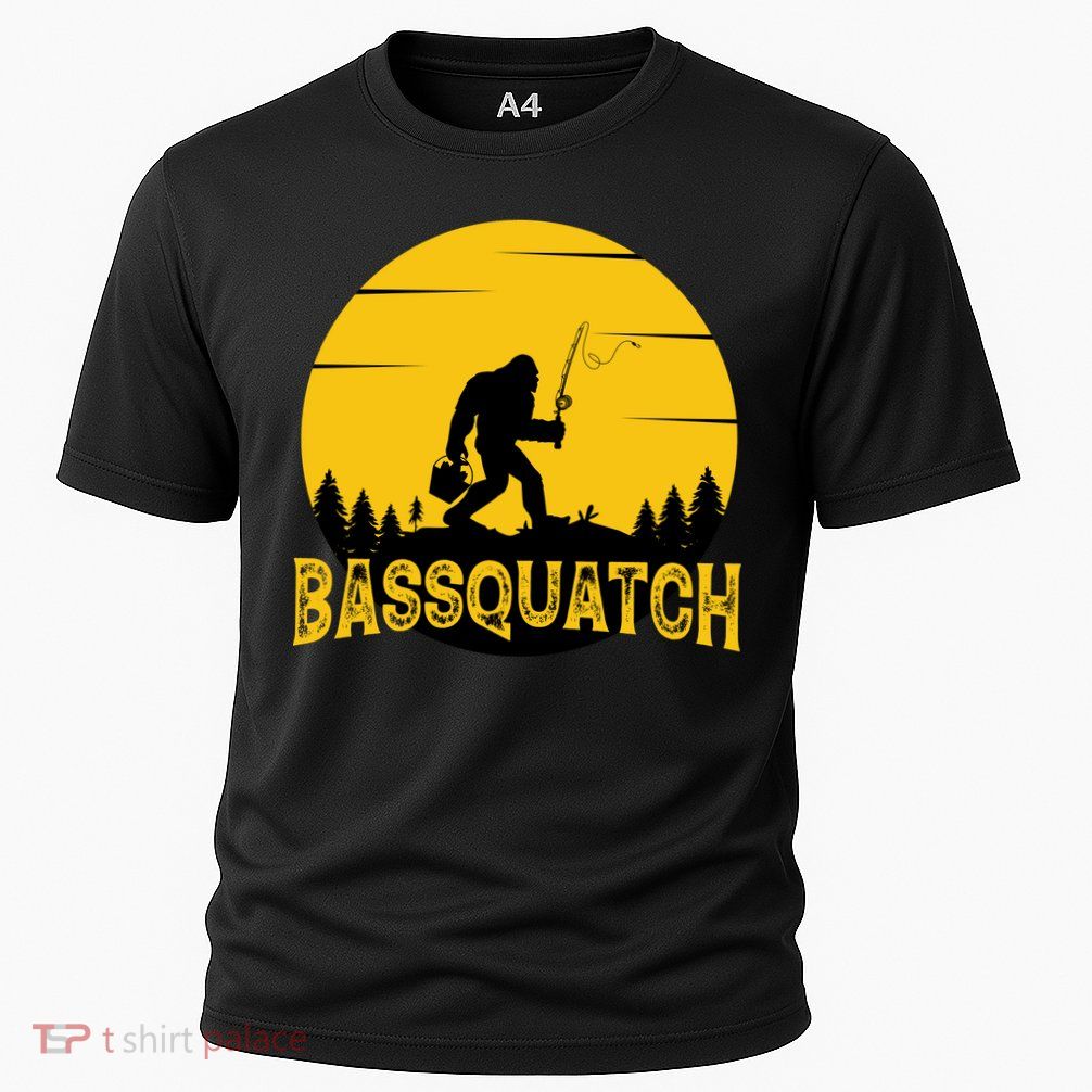 Funny Bassquatch Fishing Cooling Performance Crew T-Shirt