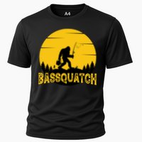 Funny Bassquatch Fishing Cooling Performance Crew T-Shirt