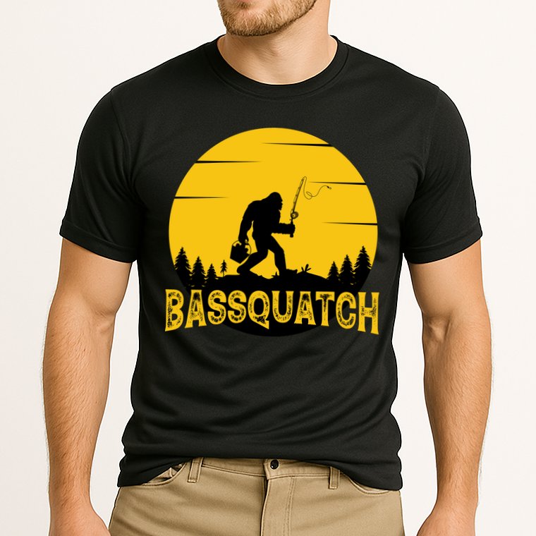 Funny Bassquatch Fishing Cooling Performance Crew T-Shirt