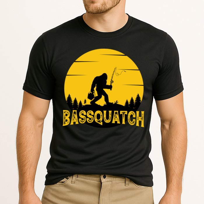 Funny Bassquatch Fishing Cooling Performance Crew T-Shirt