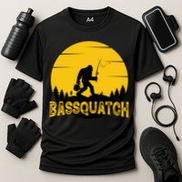 Funny Bassquatch Fishing Cooling Performance Crew T-Shirt