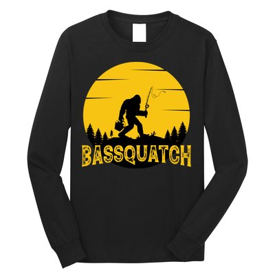 Funny Bassquatch Fishing Long Sleeve Shirt