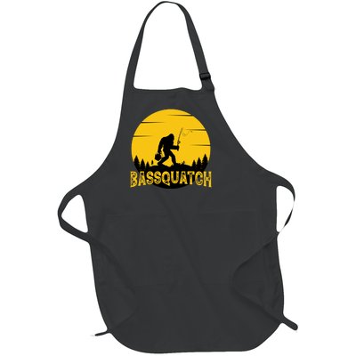 Funny Bassquatch Fishing Full-Length Apron With Pockets