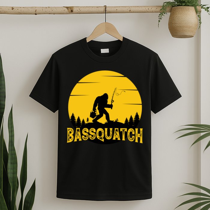 Funny Bassquatch Fishing T-Shirt