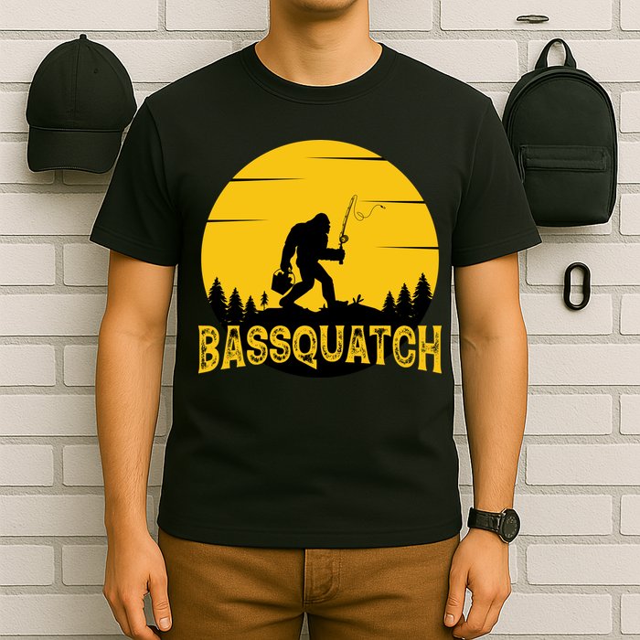 Funny Bassquatch Fishing T-Shirt