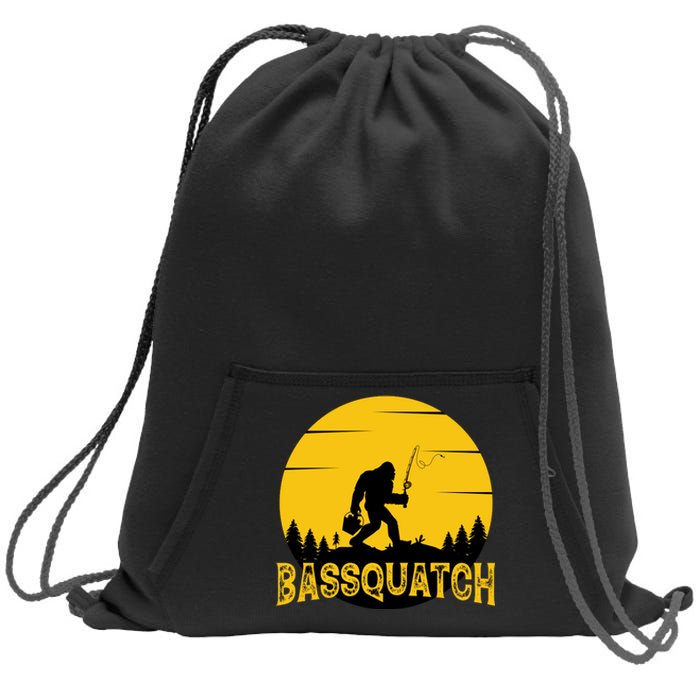 Funny Bassquatch Fishing Sweatshirt Cinch Pack Bag